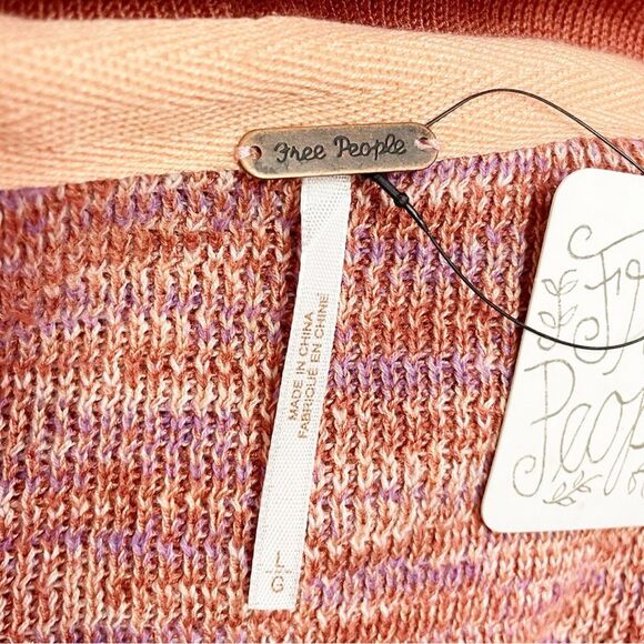 NWT Free People Making Memories Cropped Henley Sweater Size Medium Terra Cotta - Picture 10 of 15